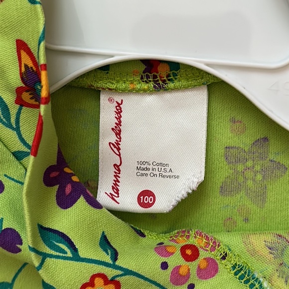 Hanna Andersson emerald green floral turtleneck long sleeve shirt size 100||5T - Picture 3 of 6